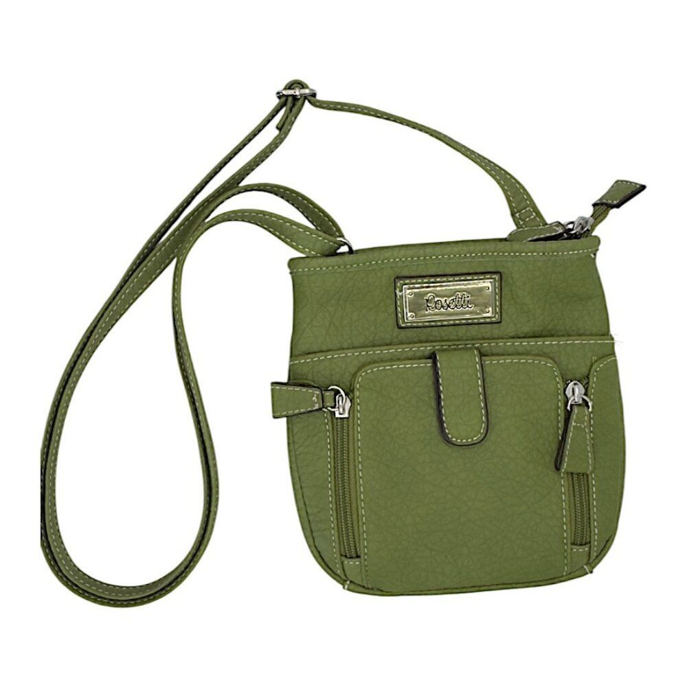 Rosetti Cash & Carry Mini Crossbody Bag | Olive Green Silver Hardware | Euc+